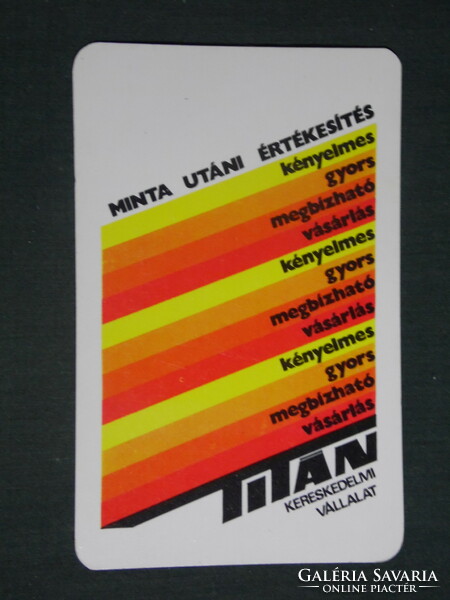 Kártyanaptár, Titán iparcikk kereskedelmi vállalat,1982 ,  (1)