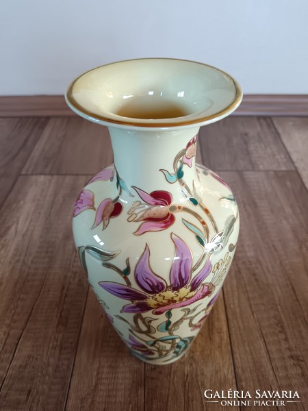 Régi Zsolnay Orchidea mintás porcelán nagy váza