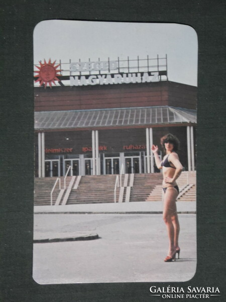 Kártyanaptár, Szeged nagyáruház, erotikus női modell,1983 ,  (1)