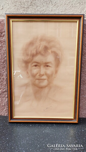 Signed female portrait painting