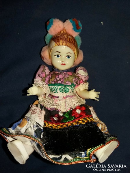 Antique celluloid Hungarian Matyó doll very nice condition + in old paper 20 cm according to pictures