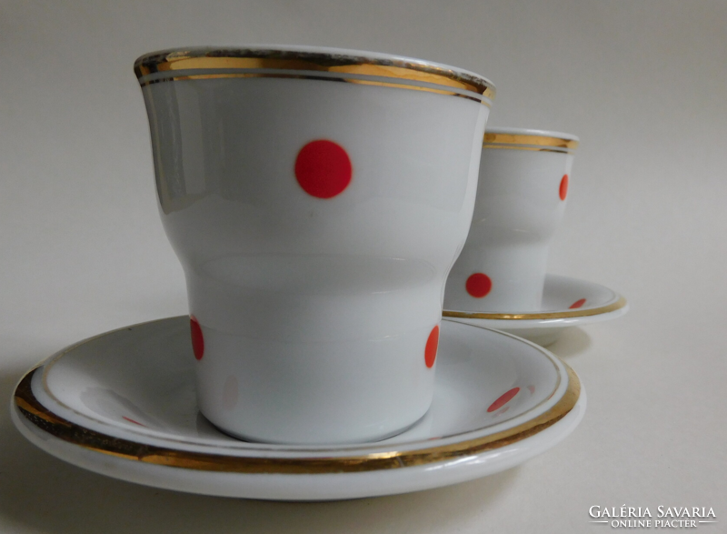 Hóllóház retro coffee sets with red dots - 2 pieces