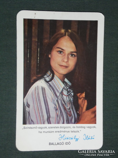 Card calendar, Mokép cinema, Ildiko actress from Kühlövölgy, 1977, (1)