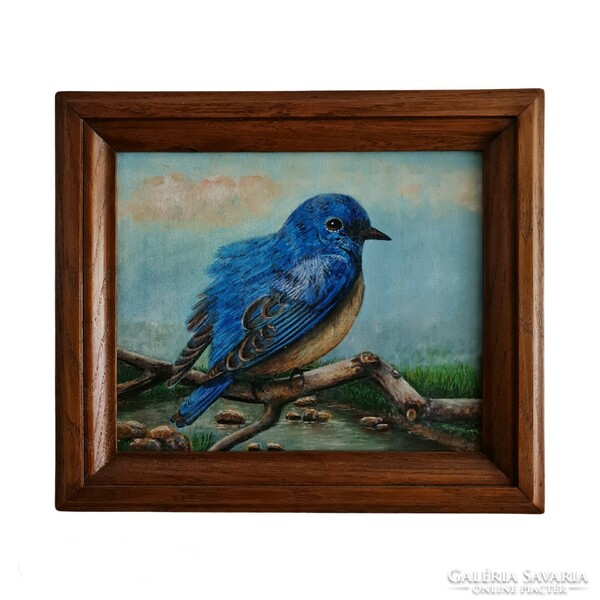 Blue bird of happiness painting