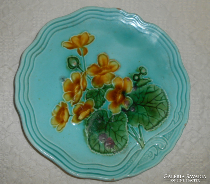 Art Nouveau Willeroy & Boch majolica plate-flower pattern