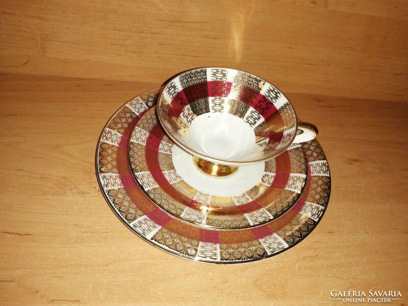 Aranyozott Bavaria porcelán reggeliző szett - kistányér, csésze aljjal (1/K)