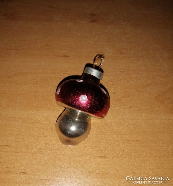 Antik üveg karácsonyfadísz gomba figura - 5 cm