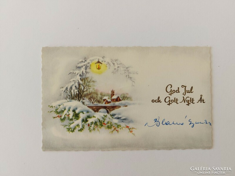 Régi mini képeslap 1957 karácsonyi üdvözlőkártya