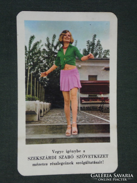 Kártyanaptár, Szekszárd szabó szövetkezet, erotikus női modell,1975 ,  (1)