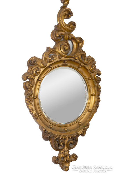Gilded wooden framed mirror - with tendril decor