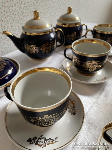 Cobalt blue-gold Russian, Soviet tea set for 6 people