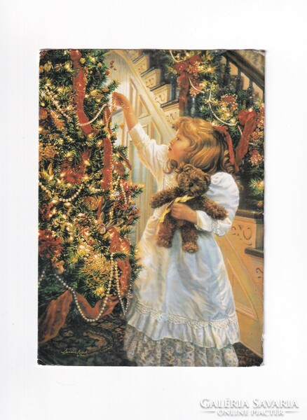 K:040 large Christmas postcard with fold-out