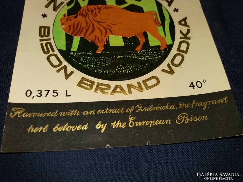 1970s bison Polish (grass fiber) vodka drink label according to the pictures