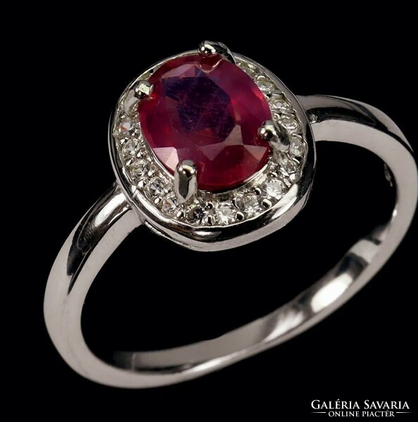 Genuine Modern Style Ruby Gemstone Silver Ring 6x8mm ¹
