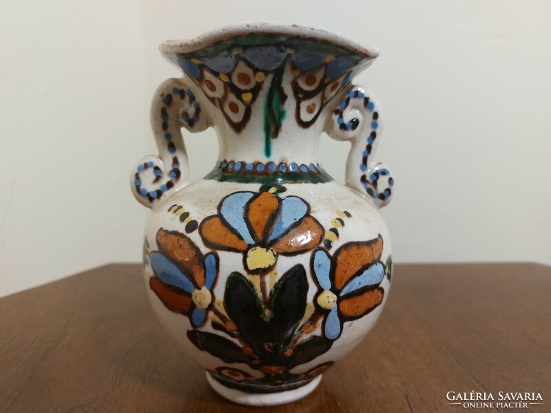 Hódmezővásárhely majolica vase, hmv lazi, 1930s (13)