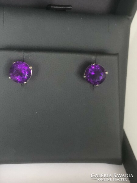 14 K, amethyst unisex earrings