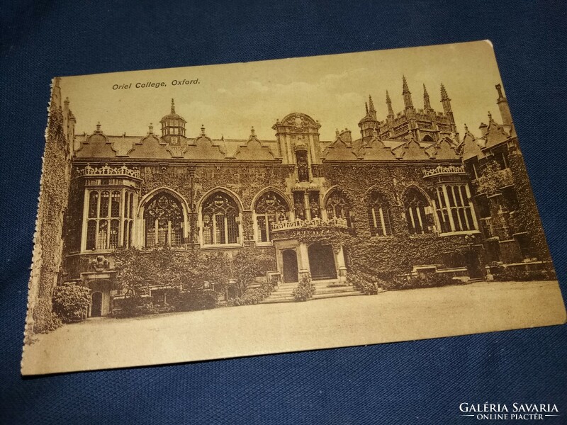 Antique oxford oriel college university black and white sepia postcard as pictured