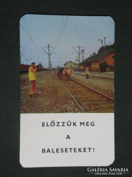 Card calendar, máv, railway, accident prevention, railway station, track worker, 1978, (1)