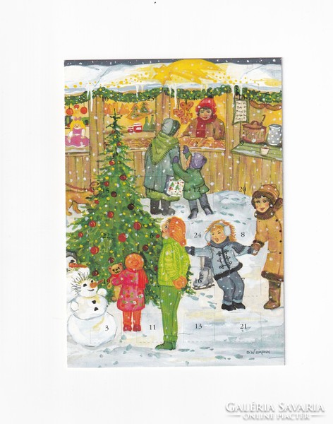 K:030 Christmas postcard postmarked, Advent postcard