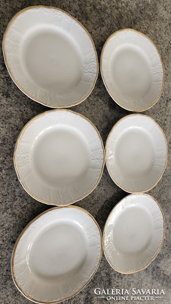 Quality gilded salad - treat plate set set of 6 porcelain