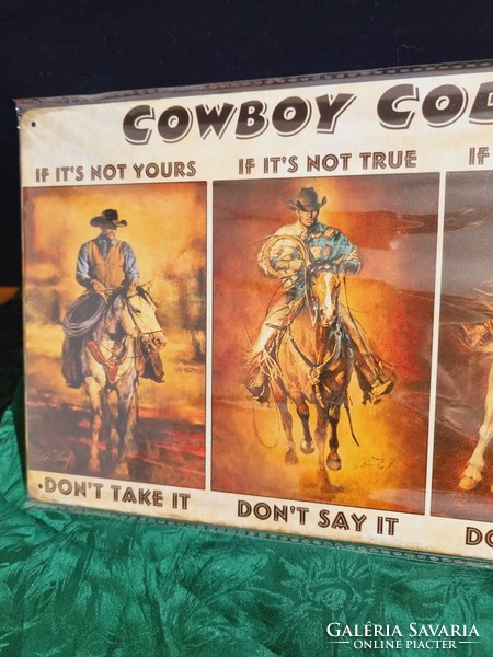 Cowboy code vintage metal sign new! (71)