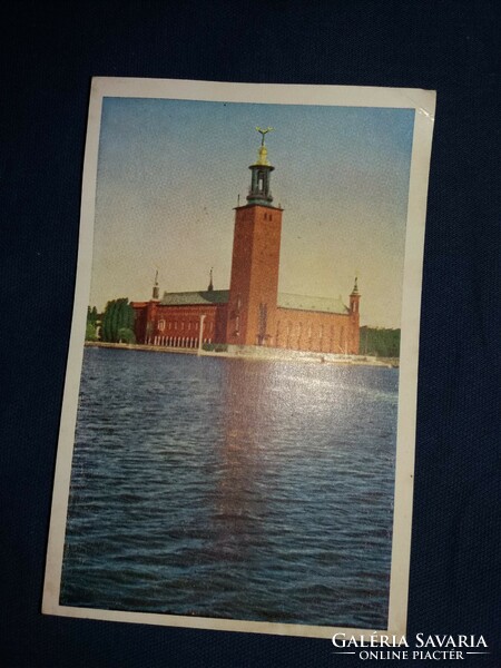 Antik színes retusált svéd képeslap STOCKHOLM a Dóm a képek szerint