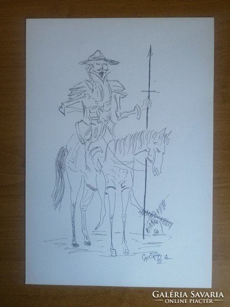 Győrfi A. 92. Don  Quijote illusztráció tollrajz