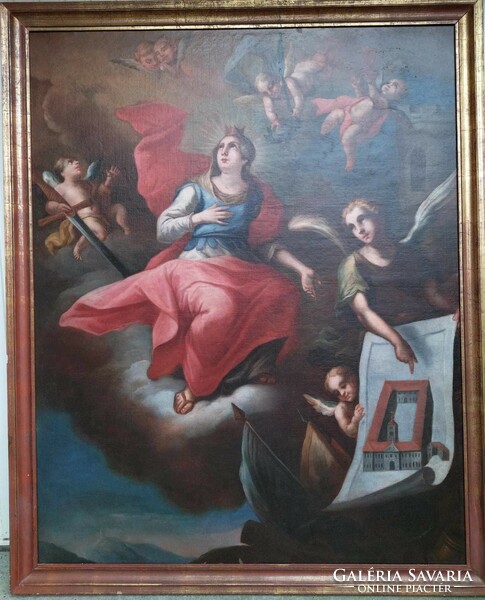 Barokk hatalmas oltárkép restaurálva! 18 század 187 x 151 cm