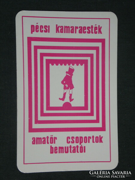 Kártyanaptár, Kultúrális iroda, Pécs, Kamara színház,grafikai rajzos,1975 ,  (1)