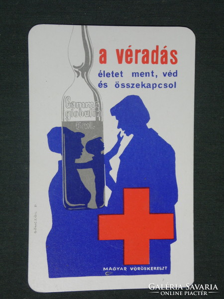 Card calendar, Hungarian Red Cross, blood donation, graphic artist, 1976, (1)