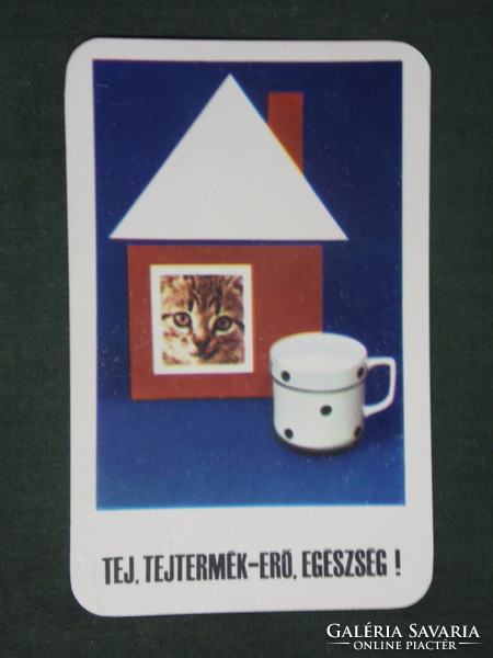 Kártyanaptár, Tejipari vállalatok,cica,macska, 1972 ,  (1)