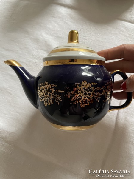 Cobalt blue-gold Russian, Soviet tea set for 6 people
