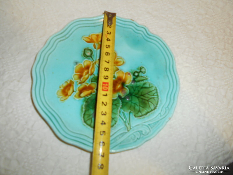 Szecessziós Willeroy & Boch majolika tányér-virág minta