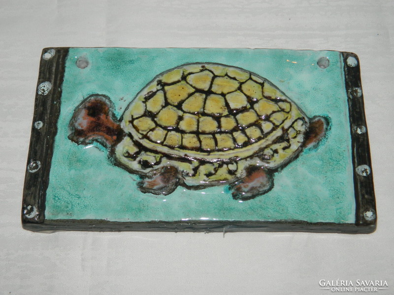 Ágnes Borsodi ceramic picture: turtle