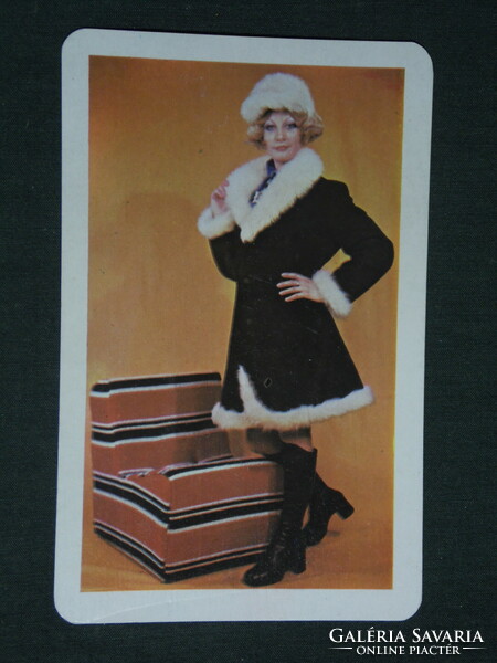Card calendar, Debrecen leather industry cooperative, erotic female model, 1976, (1)