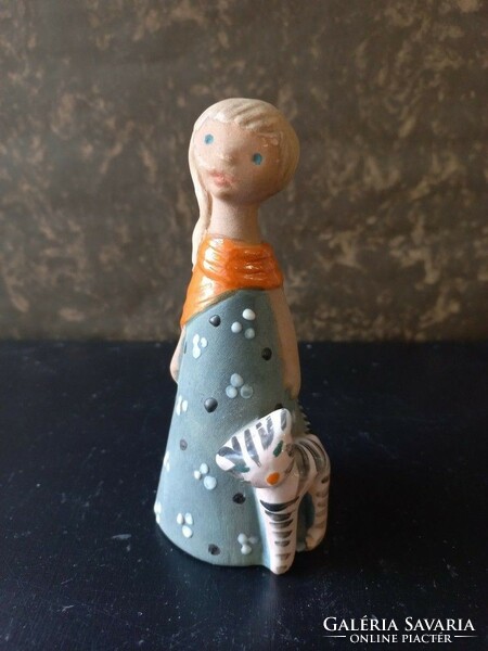 Retro Hungarian ceramic figure with a cat. Julia Bush
