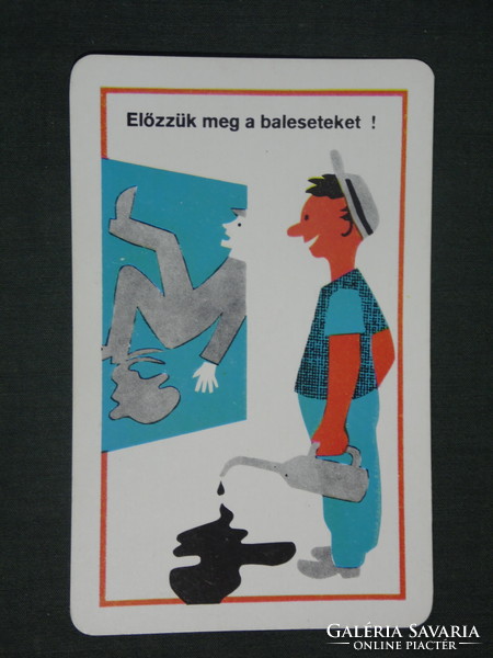Card calendar, occupational health and safety department, accident prevention, graphic, humorous, 1972, (1)