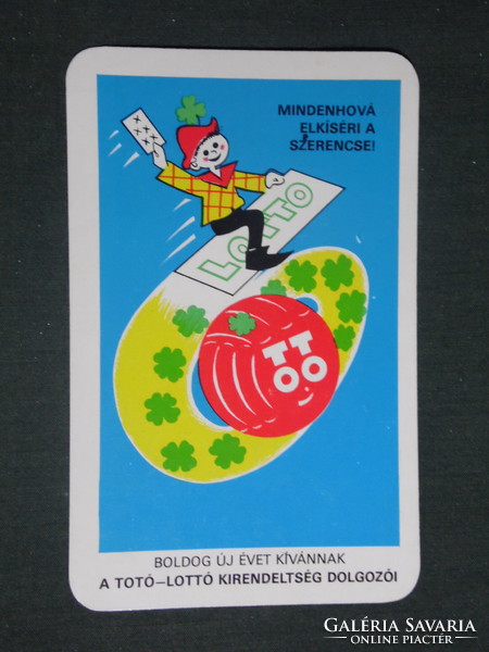 Kártyanaptár, totó Lottó szerencsejáték, grafikai rajzos,reklám figura, 1978 ,  (1)