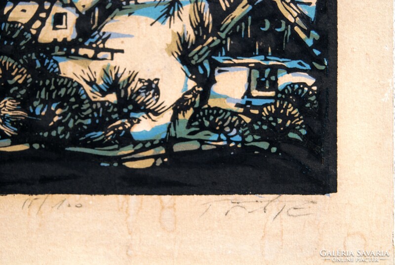 Turkish endre (1926-1980): pilis, 1978 - linoleum engraving, 15/100