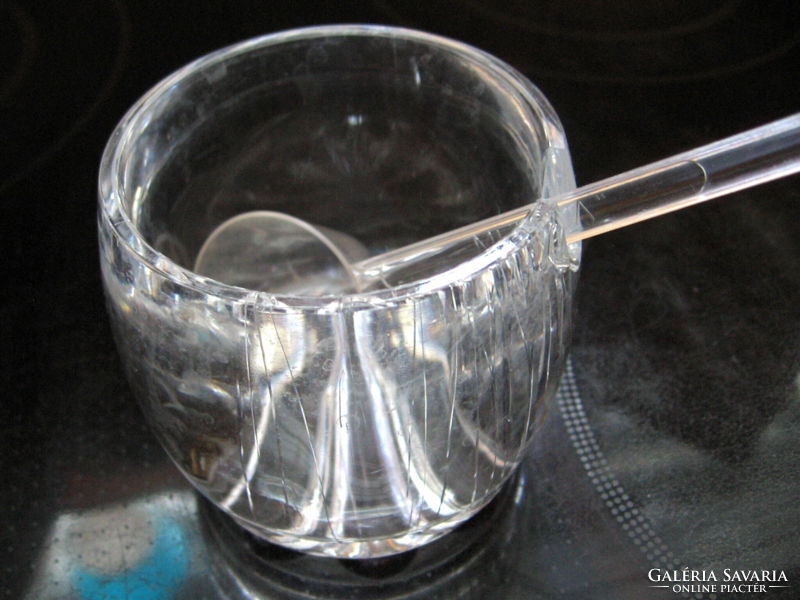 Crystal-imitating plastic glass with sugar, jam and mustard