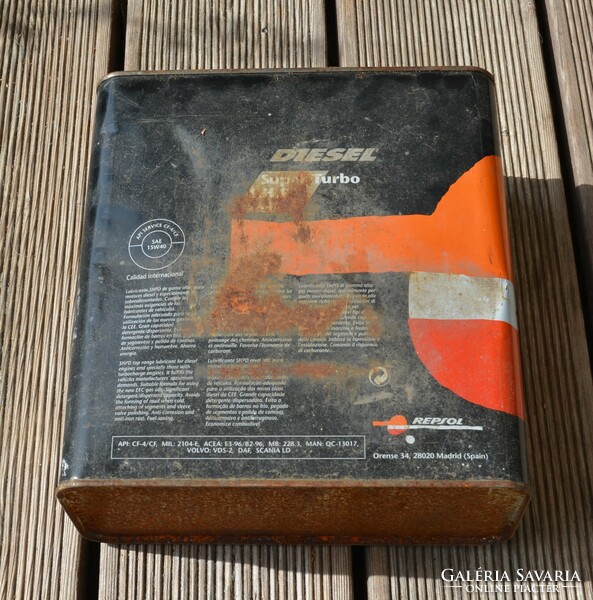 Metal oil can box repsol not afor not shell gas station