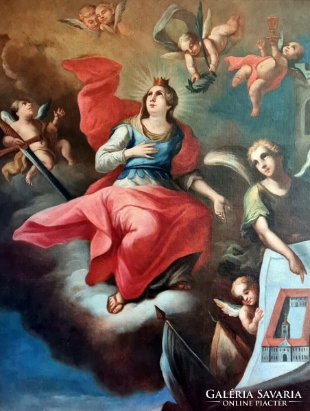 Barokk hatalmas oltárkép restaurálva! 18 század 187 x 151 cm