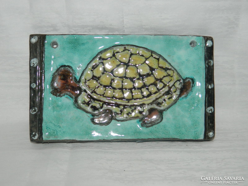 Ágnes Borsodi ceramic picture: turtle