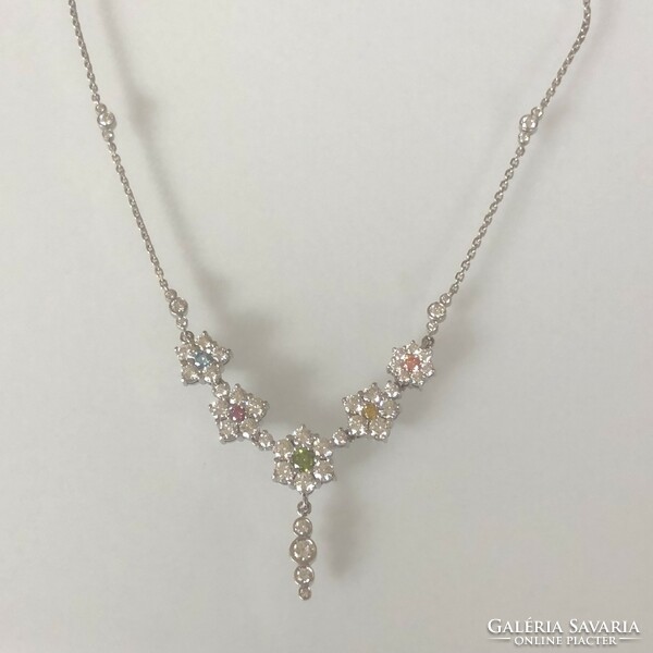 Women's white and colored diamond necklaces