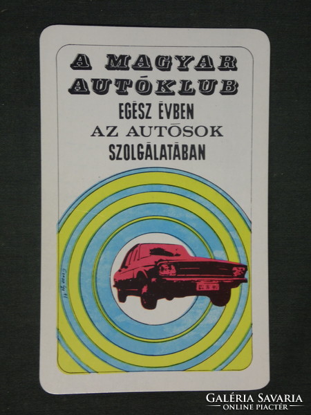 Kártyanaptár, Magyar autóklub,1972 ,  (1)