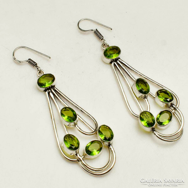 925-S silver-plated earrings with faceted peridot crystals ae91643