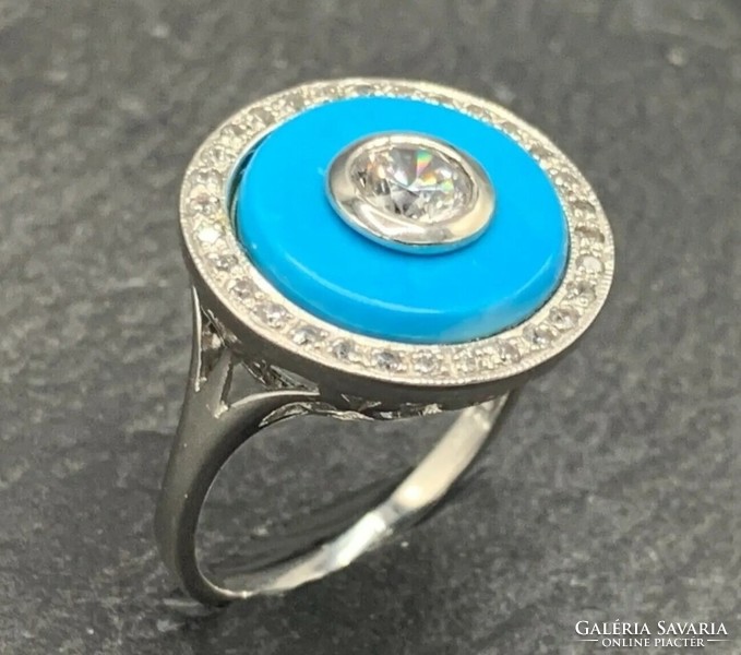 Wonderful turquoise stone ring, size 57, sterling silver, 925, new