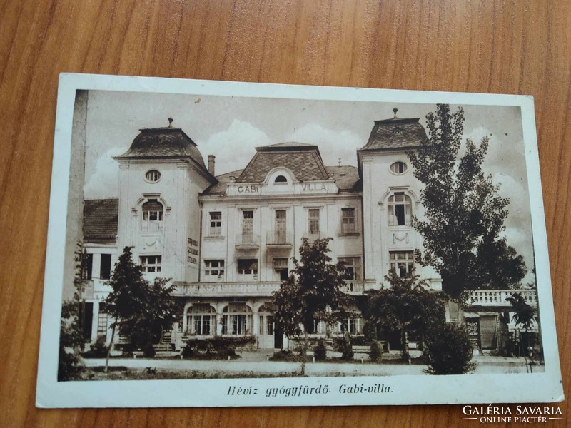 Régi képeslap, Hévíz gyógyfürdő, Gabi villa, Karinger fotó, 1944
