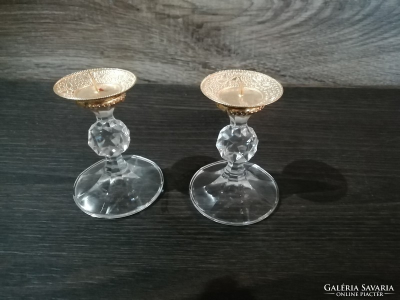 Polished glass candle holders with gilding