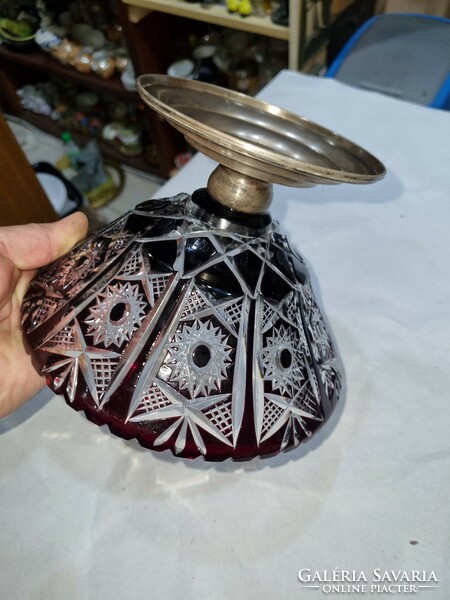 Old silver base crystal bowl